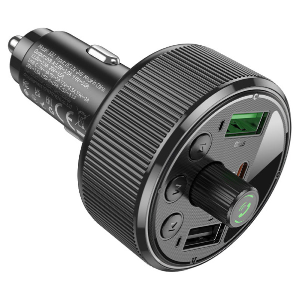 АЗУ FM модулятор Hoco E82 Guerrero PD30W+QC3.0 (2USB-A/1C) (Black) купить по самой низкой цене