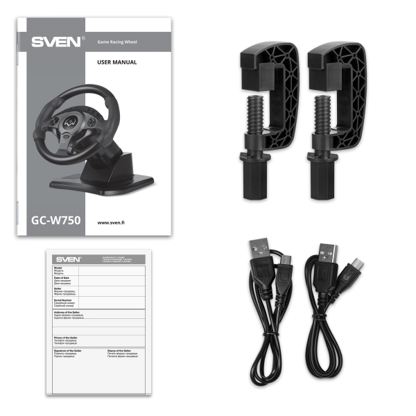 Руль SVEN GC-W750  (10' Рул.колесо+2 педали+рычаг перекл.скоростей, USB, виброотдача, PS3/4, ХВ1, Windows) купить по самой низкой цене