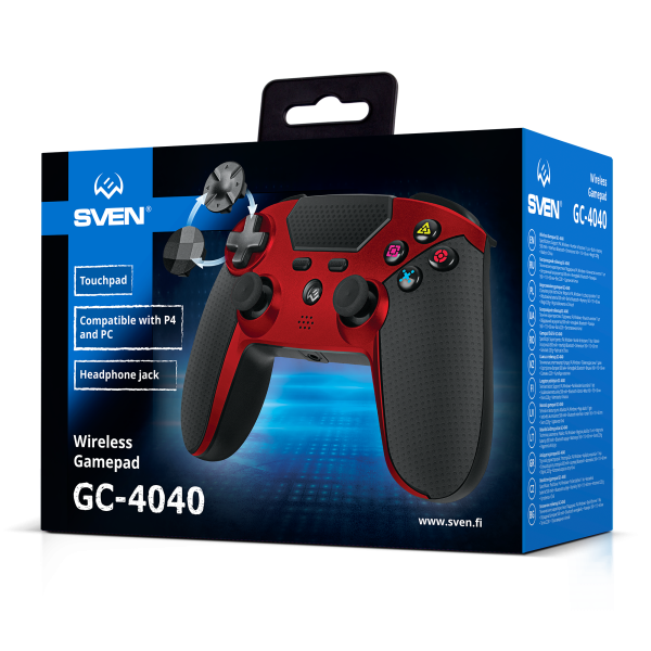 Джойстик (GamePad) SVEN GC-4040, USB Type C, беспроводный, сенсорная панель, виброотдача, RED купить по самой низкой цене