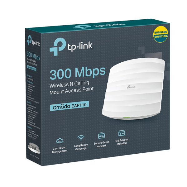Точка доступа Wi-Fi TP-LINK EAP110 Lan,802.11an,300Мбит/с,PoE купить по самой низкой цене