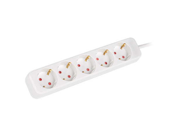 Электро-удлинитель Lanberg (PS0-05F-0150-W) White, с заземлением, 5 роз, 1.5м, max 2.5кВт купить по самой низкой цене