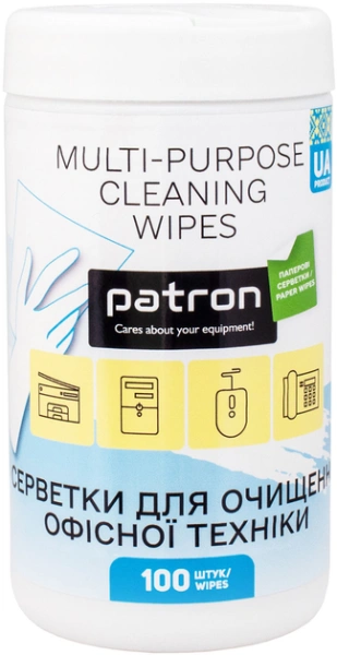 Салфетки чистящие для оргтехники PATRON,туба 100шт., (F3-060) влажные, бумажные купить по самой низкой цене