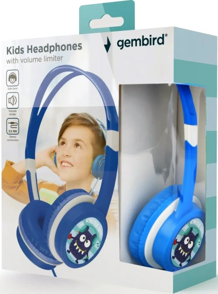 Наушники детские Gembird (MHP-JR-B) встроенный ограничитель громкости, Blue купить по самой низкой цене