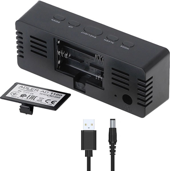 Будильник/часы настольные эектронный Adler AD 1189b (термометр,  3 реж. активации буд-ка) черный купить по самой низкой цене