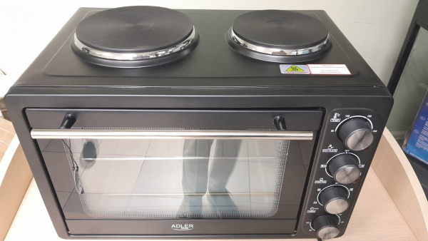 Электропечь с 2 конфорками Adler AD 6020 (36л, конвекция, гриль/вертел, таймер) Уценка! купить по самой низкой цене