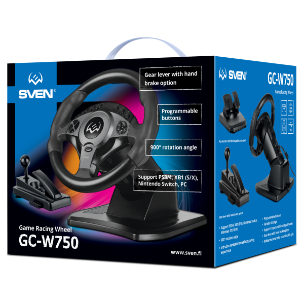 Руль SVEN GC-W750  (10' Рул.колесо+2 педали+рычаг перекл.скоростей, USB, виброотдача, PS3/4, ХВ1, Windows) купить по самой низкой цене