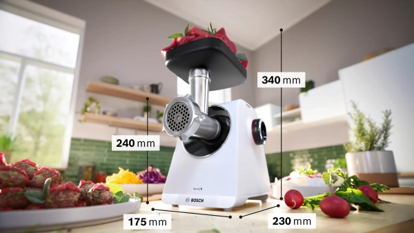 Мясорубка  Bosch MFWS607W (3.5кг/мин, 2100Вт, 2 диска для фарша, 2 скорости) купить по самой низкой цене