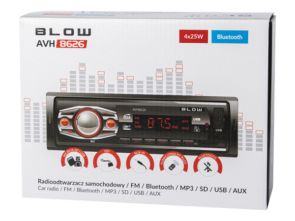 Автомагнитола BLOW AVH-8626 (78-279#) 1 DIN,  FM, 4x50Вт, AUX, USB/mSD, BT, Д/У купить по самой низкой цене