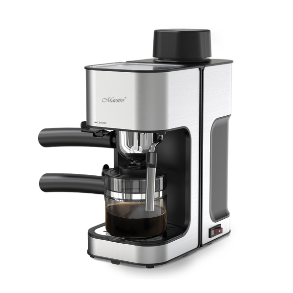 Кофеварка Maestro MR-411 Espresso (кофе молот, капучино/эспрессо, рожков, 800Вт, 3.5бар) Inox/Black купить по самой низкой цене