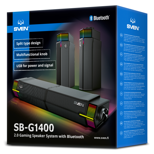 Саундбар мини SVEN SB-G1450 (2*5W,  BT, USB, RGB подсветка) купить по самой низкой цене