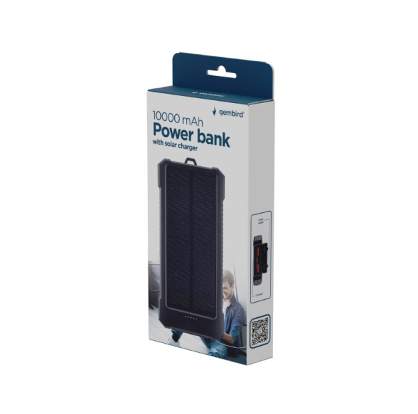 Power Bank GEMBIRD (PB10-SOLAR-1) 10000мАч, Output 2*USB-A, Input USB-C, Black купить по самой низкой цене