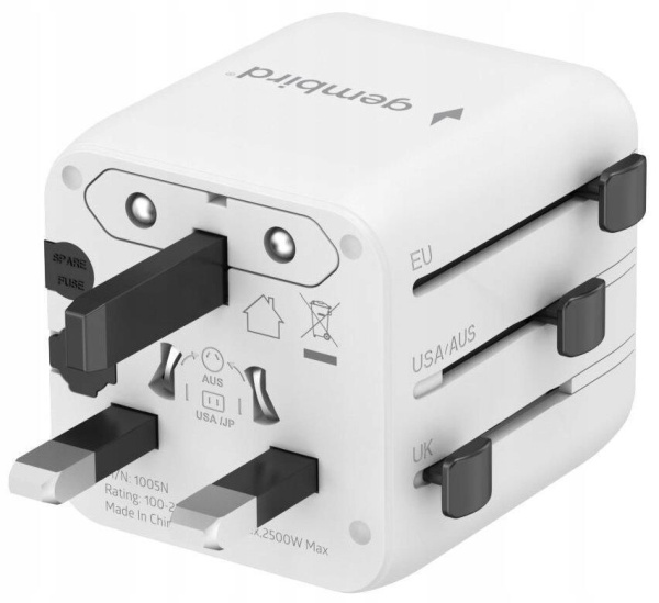 Адаптер (переходник) Gembird TPA-INT-01-W 10A , 100-250 V, Plug Type: US/UK/EU/AU купить по самой низкой цене