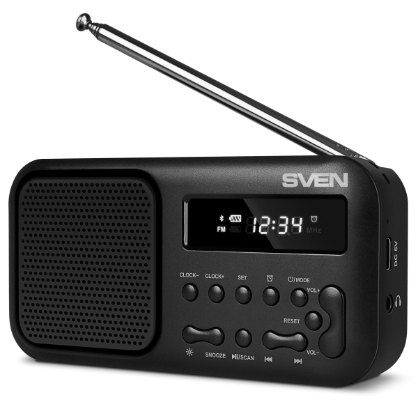 Радиоприемник SVEN SRP-50 Black (FM, Bluetooth, 3Вт,  аккум 500mAh/USB DC 5V) купить по самой низкой цене