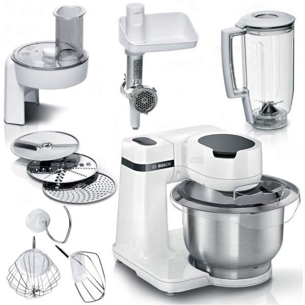 Кухонный комбайн Bosch MUMS2TW30 (700Вт, 4 скорсти, чаша 3.8л металлич.) купить по самой низкой цене