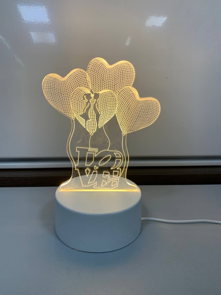 Настольный светодиодный детский ночник USB Night Light (3D Acrylic - 4 Love) купить по самой низкой цене