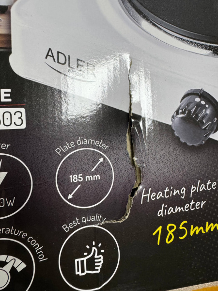 Плита электрическая настольная Adler AD 6503 (1 чугунная конф., 1500Вт, цвет белый) Уценка! купить по самой низкой цене