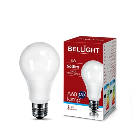 Лампа светодиодная BELLIGHT A60, 230V, 8Вт, 6500K, E27 купить по самой низкой цене