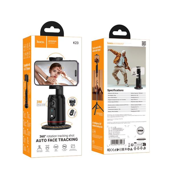 Монопод с трекером движения Hoco K23 Lotus smart PTZ (Black)  для телефонов 4,5'-7', BT, Д/У купить по самой низкой цене