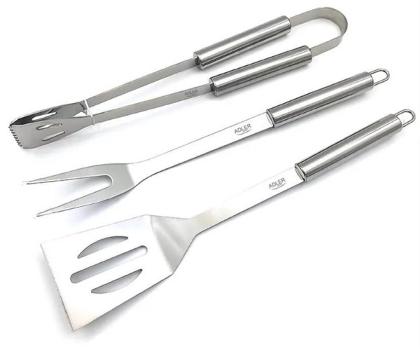 Набор для барбекю Adler (AD-6729) 3пр. Лопатка/Вилка для мяса/Щипцы, нержавеющая сталь, кейс купить по самой низкой цене