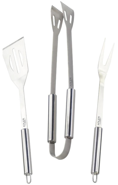 Набор для барбекю Adler (AD-6729) 3пр. Лопатка/Вилка для мяса/Щипцы, нержавеющая сталь, кейс купить по самой низкой цене