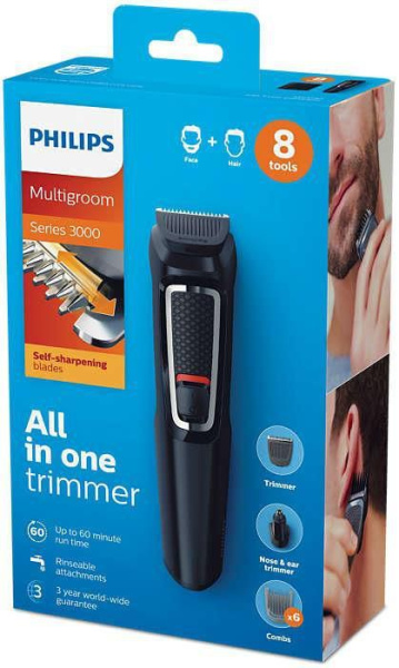 Триммер Philips Multigroom series 3000 (MG3730/15)  '8 в 1', для волос на голове и лице, аккумулятор,   Black купить по самой низкой цене