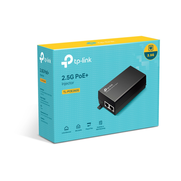 Инжектор PoE TP-Link (TL-POE260S) IEEE 802.3i/u/ab/af/at 30Вт, 2р.RJ45 10/100/1000Мбит/с, 2.5G PoE, Input:240V купить по самой низкой цене