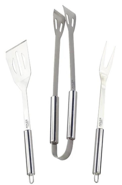 Набор для барбекю Adler (AD-6730) 3пр. Лопатка/Вилка для мяса/Щипцы, нержавеющая сталь, кейс купить по самой низкой цене