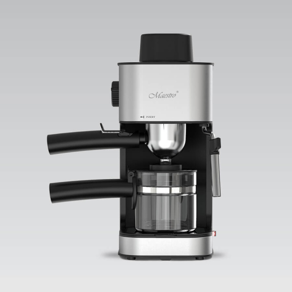 Кофеварка Maestro MR-411 Espresso (кофе молот, капучино/эспрессо, рожков, 800Вт, 3.5бар) Inox/Black купить по самой низкой цене