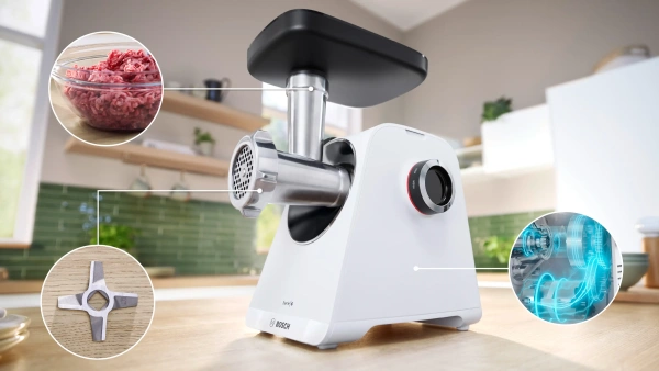Мясорубка  Bosch MFWS607W (3.5кг/мин, 2100Вт, 2 диска для фарша, 2 скорости) купить по самой низкой цене