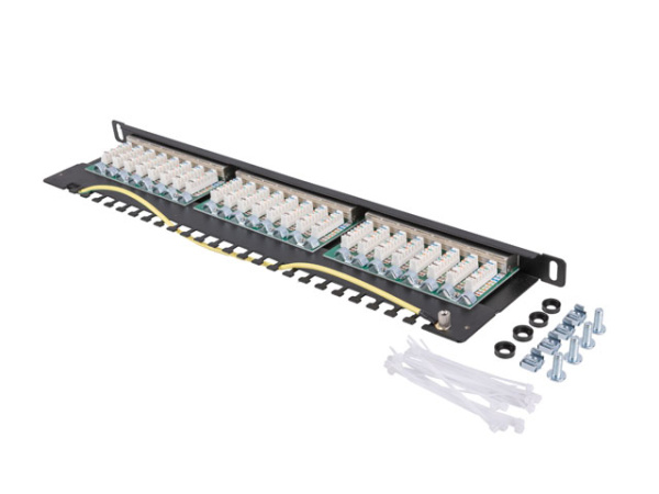 Patch Panel 19', 0.5U, 24port, CAT.6, FTP, LANBERG (PPS6-0024-B) black с органайзером для проводов купить по самой низкой цене