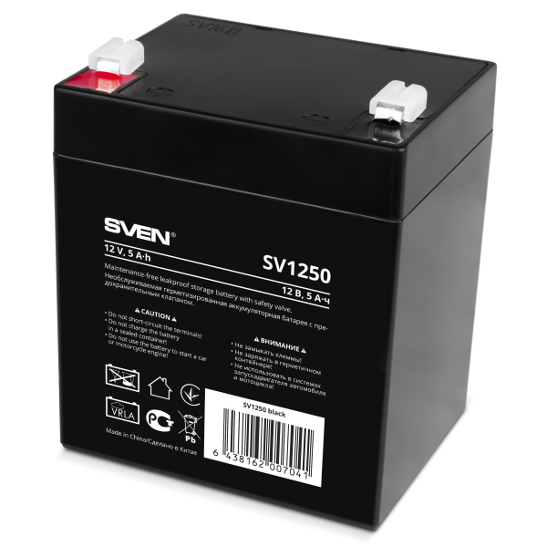 Батарея аккумуляторная Sven 12V, 5.0 Ah     (SV1250) 2023 купить по самой низкой цене