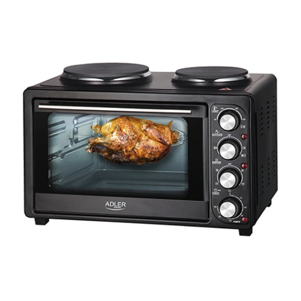 Электропечь с 2 конфорками Adler AD 6020 (36л, конвекция, гриль/вертел, таймер) Уценка! купить по самой низкой цене