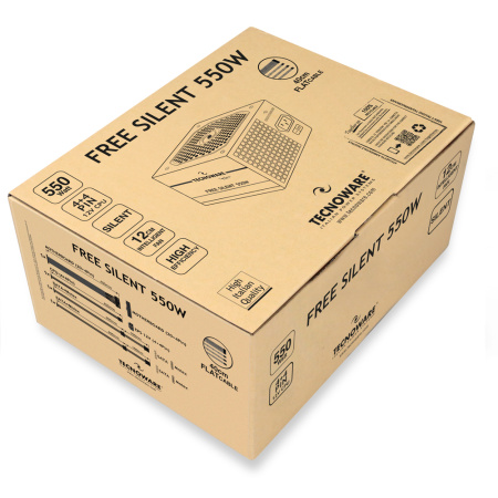 Блок питания 550W Tecnoware FREE SILENT (FAL550FS12) ATX 2.01, 24+8(4+4)pin, PPFC, Fan 12см, чёрный купить по самой низкой цене