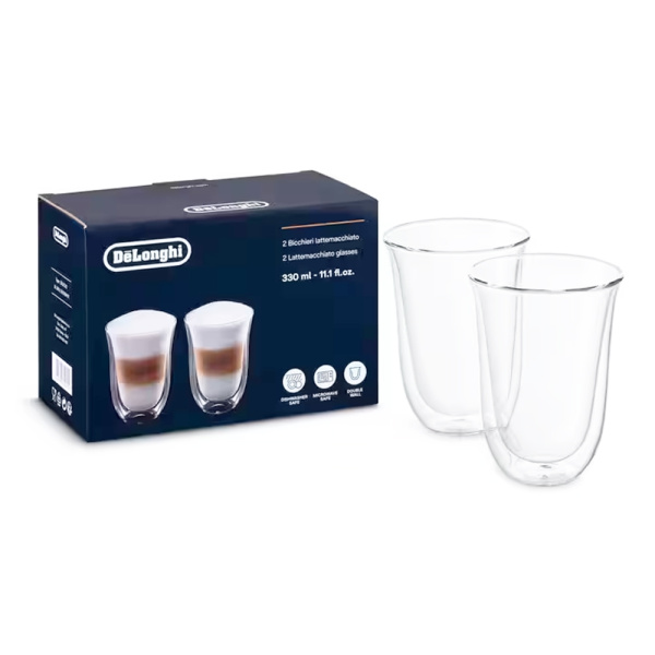Чашки для латте DeLonghi стеклянные, 330ml (2 шт.) De'Longhi DLSC312 Latte Macchiato купить по самой низкой цене