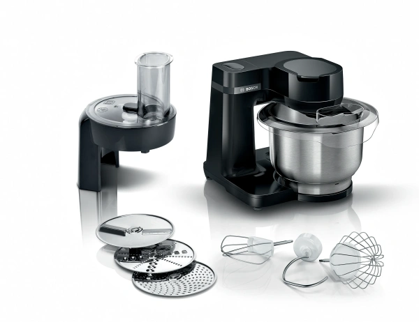 Кухонный комбайн Bosch MUMS2EB01 (700Вт, емк. чаши 3.8л., 6 насадок) черный/серебристый купить по самой низкой цене