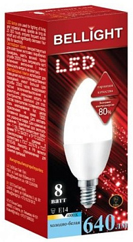Лампа светодиодная BELLIGHT (Best Price) C37, 230V, 8W, 4000K, E27 купить по самой низкой цене