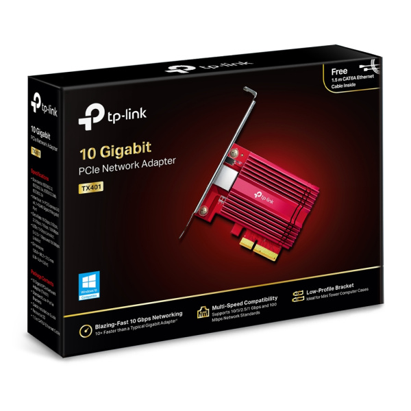 Карта сетевая TP-Link (TX401) PCI Express 3.0 x4, 1p*10GBase?T, RJ45 купить по самой низкой цене