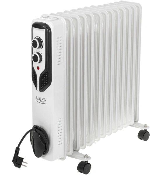 Обогреватель масляный Adler AD 7818 (1000/1500/2500Вт, 13 секций, термостат, защита от перегрева) белый купить по самой низкой цене