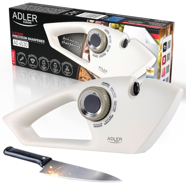 Точилка для ножей, 5-ступенчатая прецизионная, ручная Adler (AD 4530) 5 насадок купить по самой низкой цене