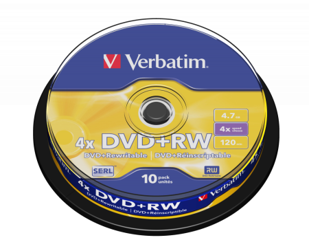 Диск DVD+RW VERBATIM 4,7GB 4X Matt Silver  (10шт.)  (43488) Spindle купить по самой низкой цене