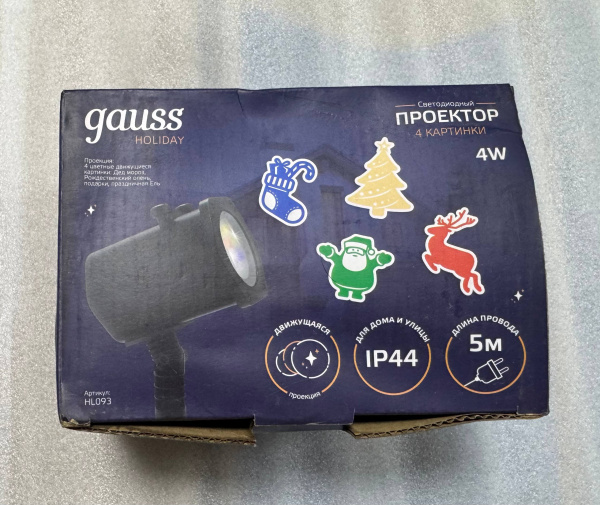 Проектор LED GAUSS HL093 '4 картинки' серия Holiday, анимированные картинки Дед Мороз с оленями Уценка! купить по самой низкой цене