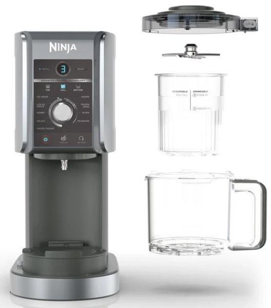 Мороженица Ninja CREAMi Deluxe10-в-1 (NC502EU) 800Вт, 0.7л, серебр. купить по самой низкой цене