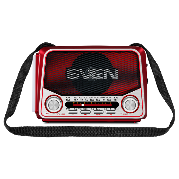 Радиоприемник SVEN SRP-150 RED (FM/AM/SW, USB/mSD, Bluetooth, 3Вт, 150-20000Гц, аккум 1200mAh/USB-C DC 5V) купить по самой низкой цене