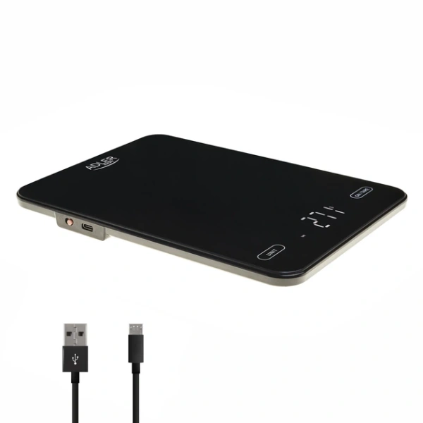 Весы кухонные Adler AD 3177b (электронные, стекло, 10кг/1гр, аккум, USB) чёрные купить по самой низкой цене