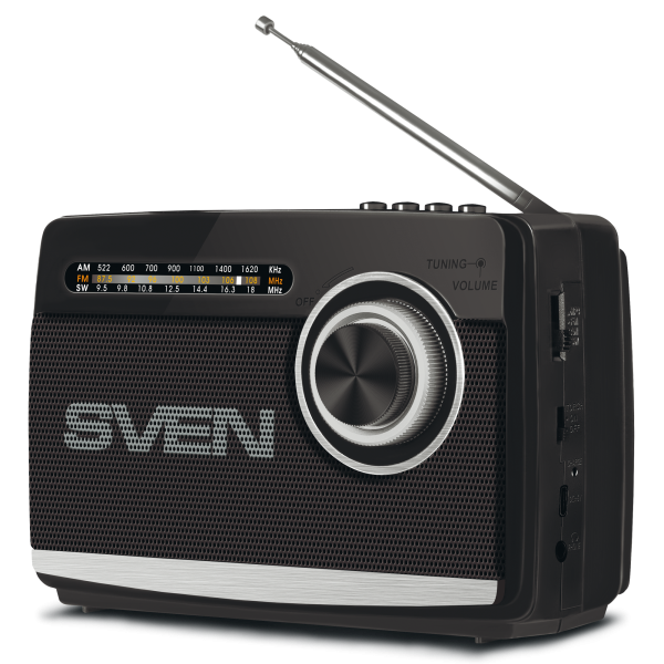 Радиоприемник SVEN SRP-155 BLACK (FM/AM/SW, USB/mSD, Bluetooth, 3Вт, 150-20000Гц, аккум 1200mAh/USB-C DC 5V) купить по самой низкой цене