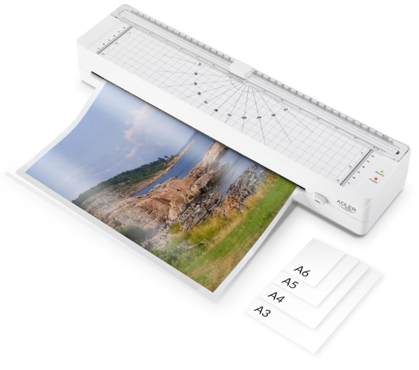 Ламинатор Adler (AD 1042w) White, A3, толщ. пакета 80-125мм, скорость 300мм/мин, для горячего лам-ия, 2 ролика купить по самой низкой цене