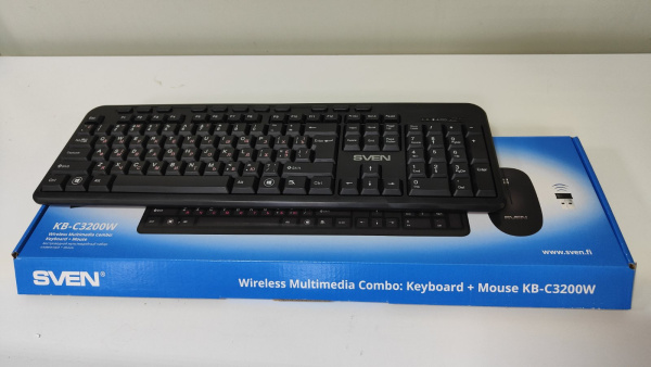 Клавиатура+мышь SVEN KB-C3200W беспроводная, USB, black Уценка! купить по самой низкой цене