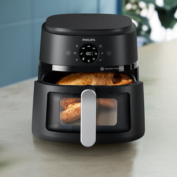 Аэрофритюрница Philips NA231/00 (1700Вт, 6.2л, таймер, сенсорное упр.) чёрная купить по самой низкой цене