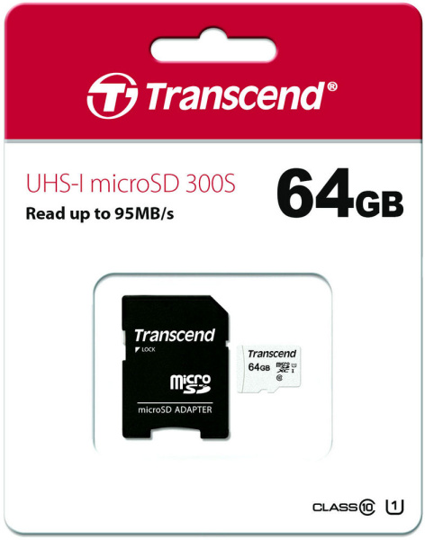 microSDXC CARD 64Gb Transcend 300S (TS64GUSD300S)  V10, UHS-I, Class 10 купить по самой низкой цене