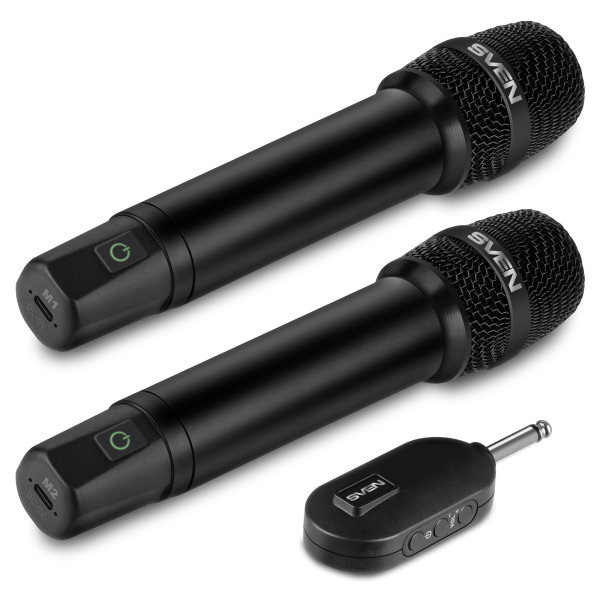 Микрофон SVEN MK-742  2шт/комплект (беспроводной, 100-12000Гц, jack 6.3mm, 180mAh) black купить по самой низкой цене